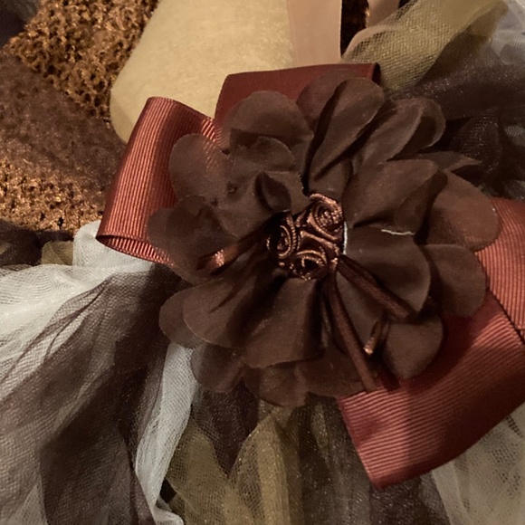 Girls Santa Reindeer Tulle Brown Layered dress 7/8 - Picture 2 of 6